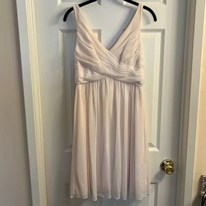 DAVID’S BRIDAL light pink chiffon bridesmaid dress